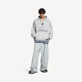 Sudadera con capucha y polo de fútbol 3b para hombre en gris/blanco