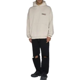 Sudadera con capucha y solapa «Light Beige» 739024TKVI99711