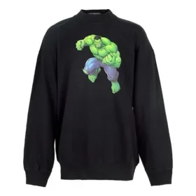 Sudadera de algodón de cuello redondo y corte cuadrado con estampado de Hulk de Balenciaga x Marvel «Negro» 671125TLV581000 Sudadera de algodón de cuello redondo y corte cuadrado con estampado de Hulk de Balenciaga x Marvel «Negro» 671125TLV581000