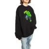 Sudadera de algodón de cuello redondo y corte cuadrado con estampado de Hulk de Balenciaga x Marvel «Negro» 671125TLV581000