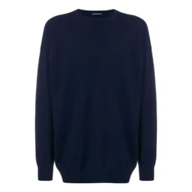 Sudadera de cachemira de punto con cuello redondo y logotipo en la espalda «Navy» 583111T40924140 Sudadera de cachemira de punto con cuello redondo y logotipo en la espalda «Navy» 583111T40924140
