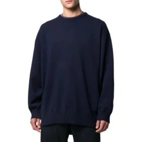 Sudadera de cachemira de punto con cuello redondo y logotipo en la espalda «Navy» 583111T40924140 Sudadera de cachemira de punto con cuello redondo y logotipo en la espalda «Navy» 583111T40924140