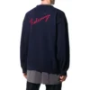 Sudadera de cachemira de punto con cuello redondo y logotipo en la espalda «Navy» 583111T40924140
