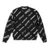 Sudadera de cuello redondo con estampado de logotipo en toda la prenda «Negro Blanco» 724858T16651070