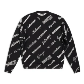 Sudadera de cuello redondo con estampado de logotipo en toda la prenda «Negro Blanco» 724858T16651070 Sudadera de cuello redondo con estampado de logotipo en toda la prenda «Negro Blanco» 724858T16651070