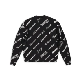 Sudadera de cuello redondo con estampado de logotipo en toda la prenda «Negro Blanco» 724858T16651070 Sudadera de cuello redondo con estampado de logotipo en toda la prenda «Negro Blanco» 724858T16651070