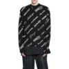 Sudadera de cuello redondo con estampado de logotipo en toda la prenda «Negro Blanco» 724858T16651070