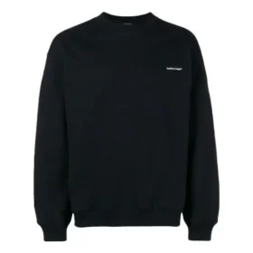 Sudadera de cuello redondo con estampado de logotipo pequeño en contraste «Negro y blanco» 556147TYK271000