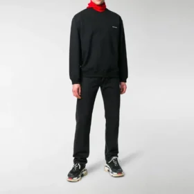 Sudadera de cuello redondo con estampado de logotipo pequeño en contraste «Negro y blanco» 556147TYK271000