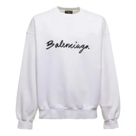 Sudadera de cuello redondo con logotipo en letra cursiva «Blanco» 697869TMVB59040