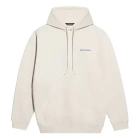 Sudadera de felpa de manga larga para hombre de Balenciaga, color blanco cremoso 600583TJVA89055