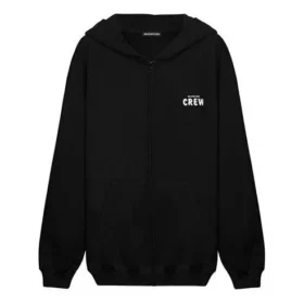 Sudadera unisex con cuello redondo, estampado de letras y cremallera, color negro 620974TIV751070