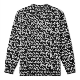 Suéter con intrincado diseño de Balenciaga Paris «Negro Blanco» 599826T31701070