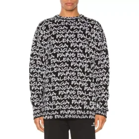 Suéter con intrincado diseño de Balenciaga Paris «Negro Blanco» 599826T31701070