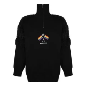 Suéter de cuello alto con cremallera y bandera LGBTQ «Negro» 543766T17621069