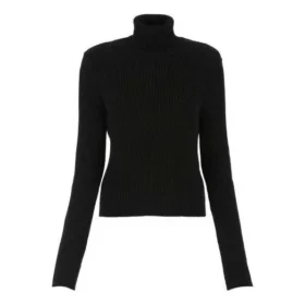 Suéter de cuello alto con estampado y canaletas «Negro» 662722T32101070