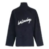 Suéter de cuello alto de algodón cepillado con logotipo garabateado «Azul marino» 625935T31828065