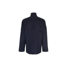 Suéter de cuello alto de algodón cepillado con logotipo garabateado «Azul marino» 625935T31828065