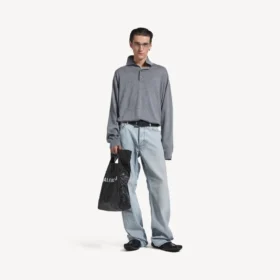 Suéter de cuello alto para hombre en gris jaspeado