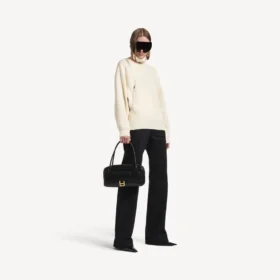 Suéter de cuello alto para mujer, con diseño invertido, en blanco roto