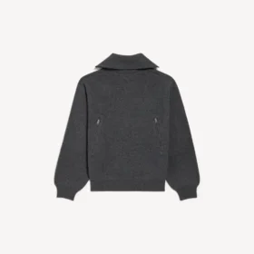 Suéter de cuello alto para mujer, que se usa al revés, en gris jaspeado oscuro