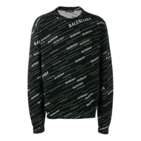 Suéter de cuello redondo con logo jacquard «Negro» 555381T15241070