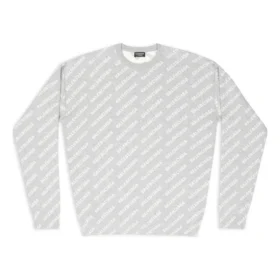 Suéter de cuello redondo con logo por toda la prenda «Gris claro-Blanco» 702952T32331461