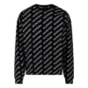 Suéter de cuello redondo con logo por toda la prenda «Negro Blanco» 702952T32331070