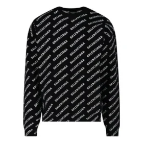 Suéter de cuello redondo con logo por toda la prenda «Negro Blanco» 702952T32331070