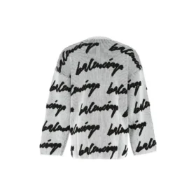 Suéter de cuello redondo de algodón con diseño 3D Scribble «Blanco» 625985T31809040