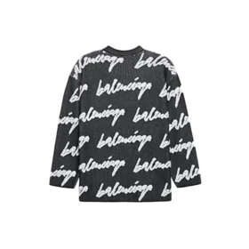 Suéter de cuello redondo de algodón con diseño 3D Scribble «Negro» 625985T31801070