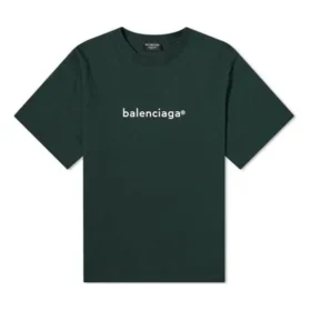 Suéter de cuello redondo de manga corta para hombre de Balenciaga con estampado de letras, color verde, 612966TIV543011