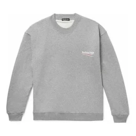 Suéter de cuello redondo para hombre Balenciaga con patrón de letras Micro Mark, gris, 556147TBV141300