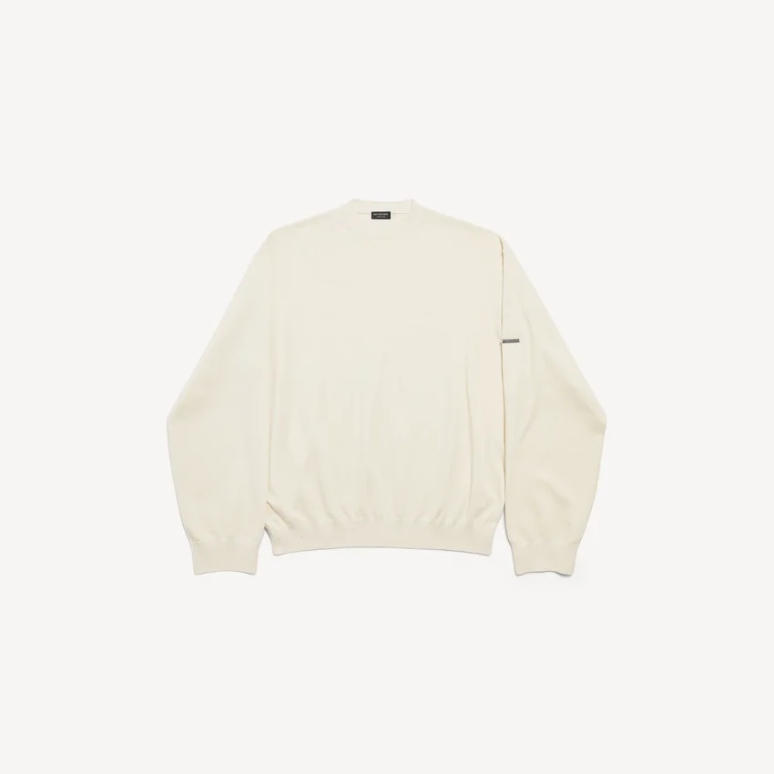 Suéter de cuello redondo para hombre en color crema Suéter de cuello redondo para hombre en color crema