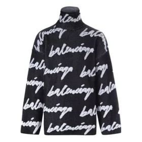 Suéter de jersey de cuello alto con logotipo garabateado «Negro» 625927T31801070