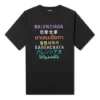Suéter de manga corta con estampado multilingüe para hombre, negro 612966TJVI32771