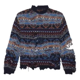 Suéter de mezcla de lana con diseño Fair Isle desgastado «Azul» 662518T16028088