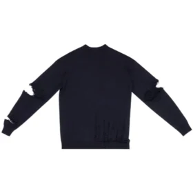 Suéter de punto con cuello en V desgastado «Navy» 696091T16420414