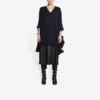 Suéter de punto con cuello en V desgastado «Navy» 696091T16420414