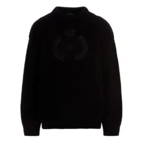Suéter de punto de cuello redondo con el logo de la corona de laurel de BB «Negro» 664369T32111000