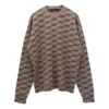 Suéter de punto de cuello redondo con estampado integral «Beige» 733859T32539378