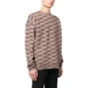 Suéter de punto de cuello redondo con estampado integral «Beige» 733859T32539378