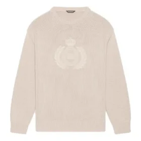 Suéter de punto de cuello redondo con logotipo de corona de laurel de BB «Beige» 664369T32119028
