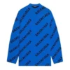 Suéter de punto de lana con cuello redondo y logotipo integral «Azul» 657400T15673964