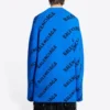 Suéter de punto de lana con cuello redondo y logotipo integral «Azul» 657400T15673964