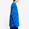 Suéter de punto de lana con cuello redondo y logotipo integral «Azul» 657400T15673964