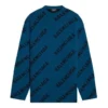 Suéter de punto de lana con cuello redondo y logotipo integral «Azul petróleo» 657400T15672470