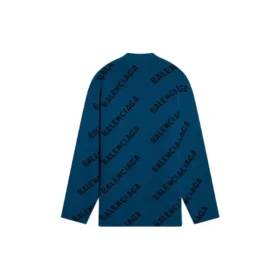 Suéter de punto de lana con cuello redondo y logotipo integral «Azul petróleo» 657400T15672470