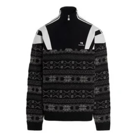 Suéter deportivo B con media cremallera, tejido jacquard estilo Track mix «Negro Gris» 675289T16171240