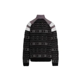 Suéter deportivo B con media cremallera, tejido jacquard estilo Track mix «Negro Gris» 675289T16171240